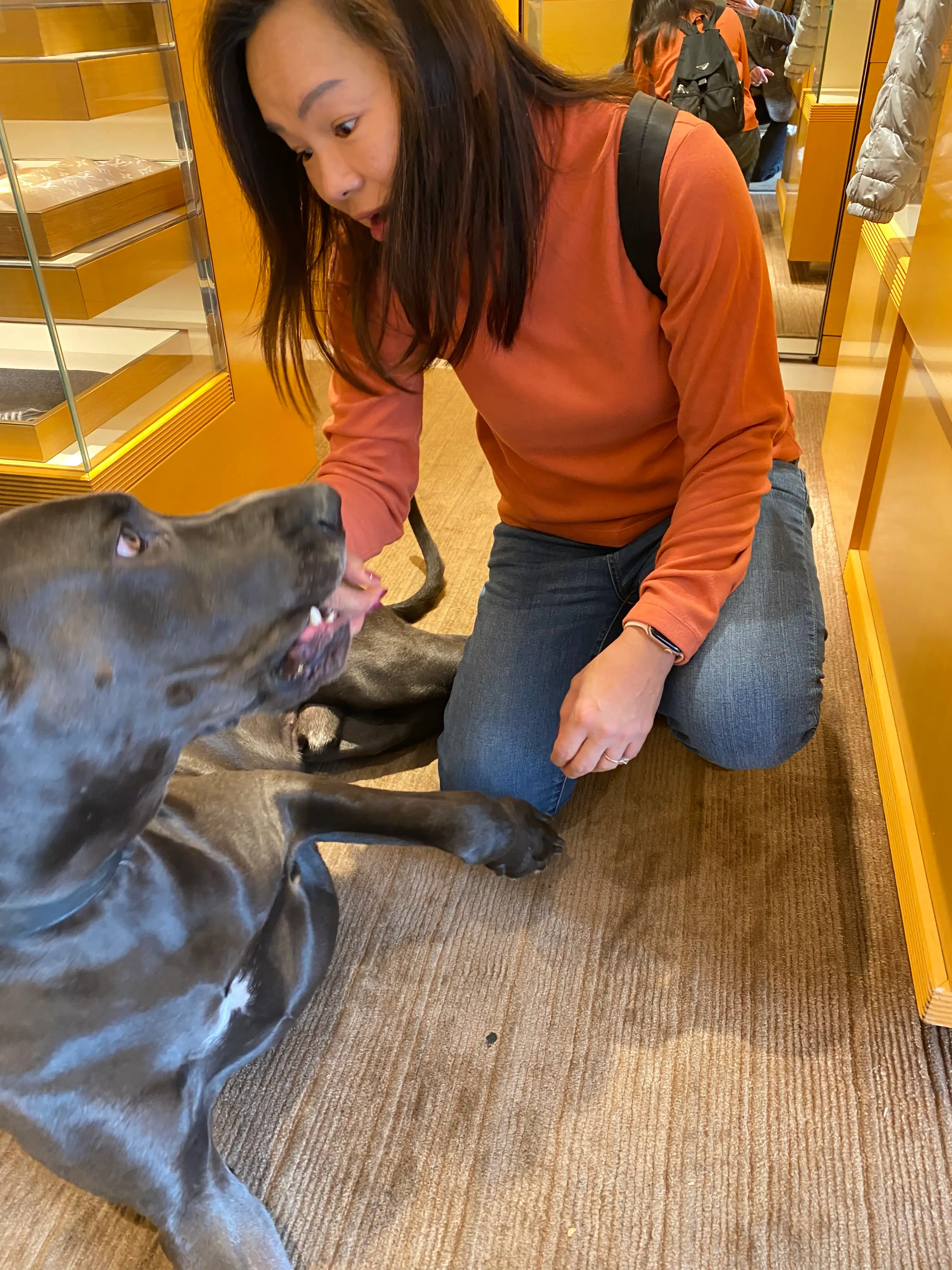 Ivy with one of the dogs she cares for